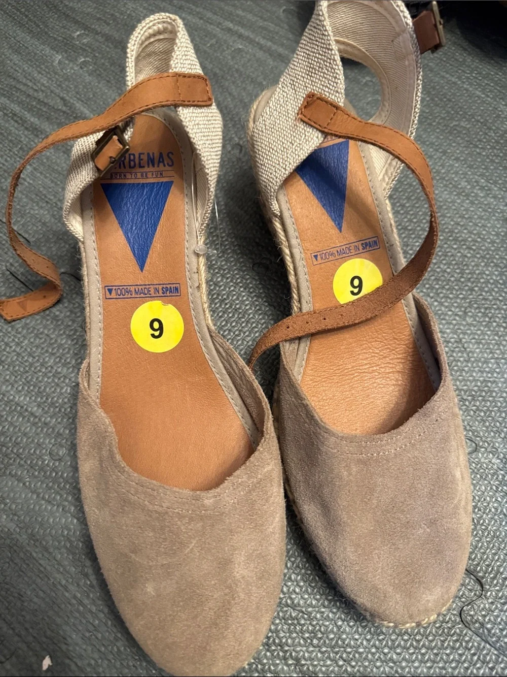 Verbenas Tan Suede Espadrille Wedge